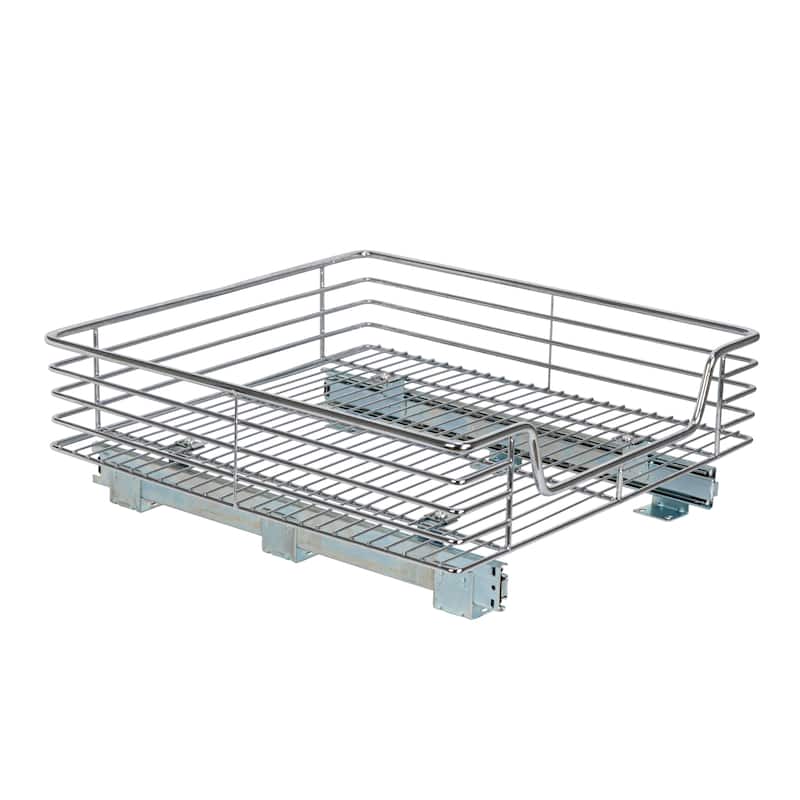 Household Essentials Multipurpose Chrome-Plated Steel Pull-Out/Slide-Out Storage Organizer - 21.0"L x 20.0"W x 7.3"H