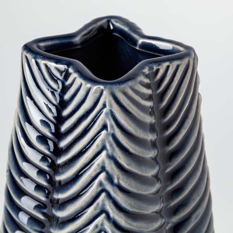 Bashir Dark Blue And White Ceramic Vase (16")