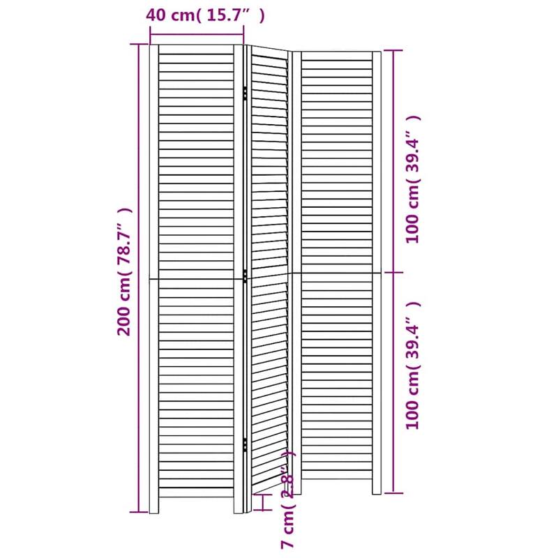 vidaXL Room Divider Privacy Screen Living Room White Solid Wood Paulownia