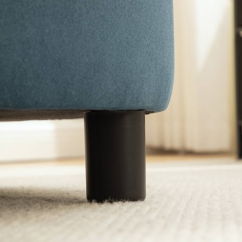 Fabric Storage Ottoman with Reversible Lid and Buckle Design Footstool