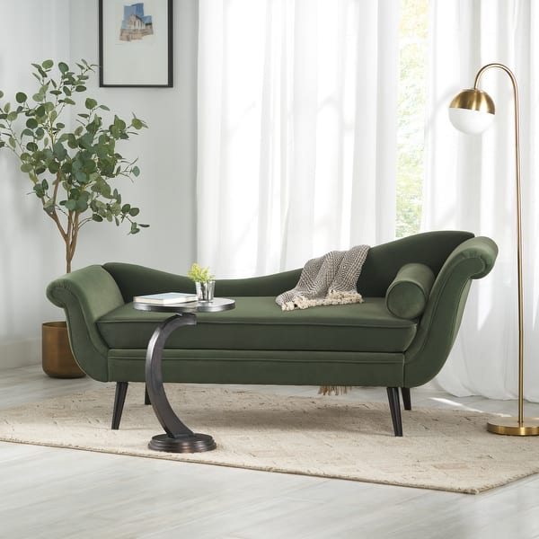 slide 2 of 48, Calvert Upholstered Chaise Lounge by Christopher Knight Home Sage Green+ Dark Brown