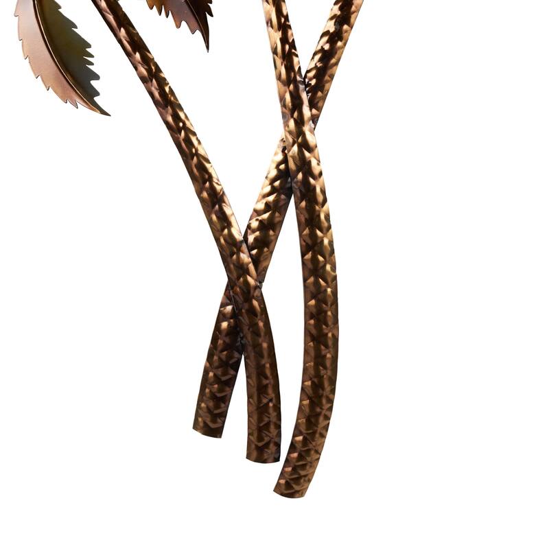 Stainless Steel Metal Tree Slanted Wall Decor with Bronze and Yellow Accents - Copper - Roche River Decor