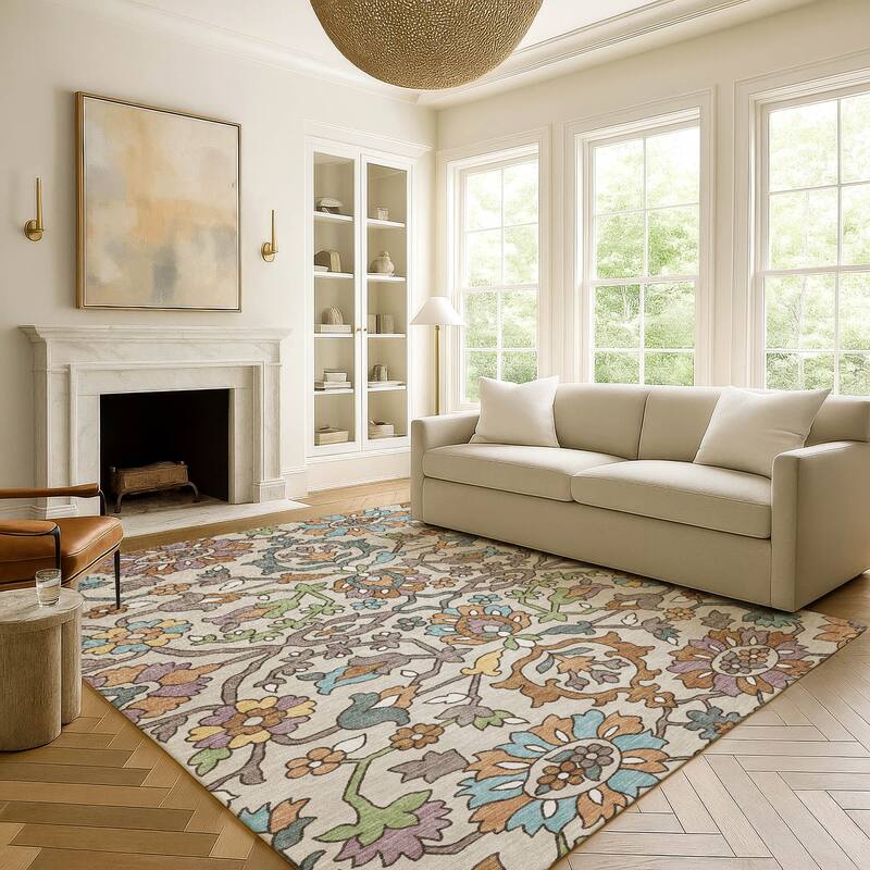 Machine Washable Indoor/ Outdoor Traditional Blanca Chantille Rug