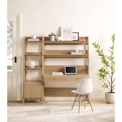 Bixby 2-Piece Wood Office Desk and Bookshelf