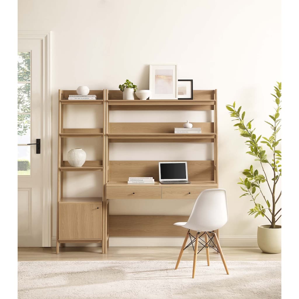 Bixby 2-Piece Wood Office Desk and Bookshelf