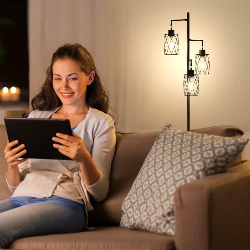 67 Inch 3-Light Tree Floor Lamp with Foot Switch, Easy to Assemble