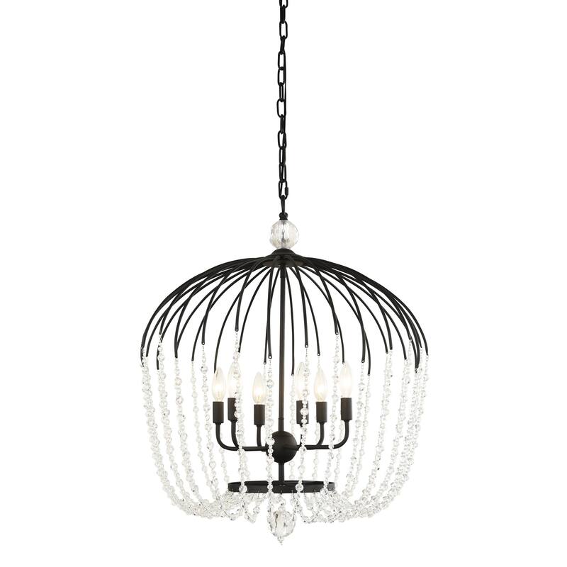 Varaluz Voliere 6-Light Crystal Tall Pendant - Matte Black