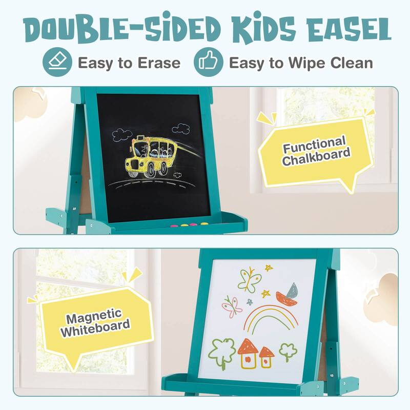 Costway Foldable Easel for Kids 3-in-1 Double-sided Art Easel with - See Details