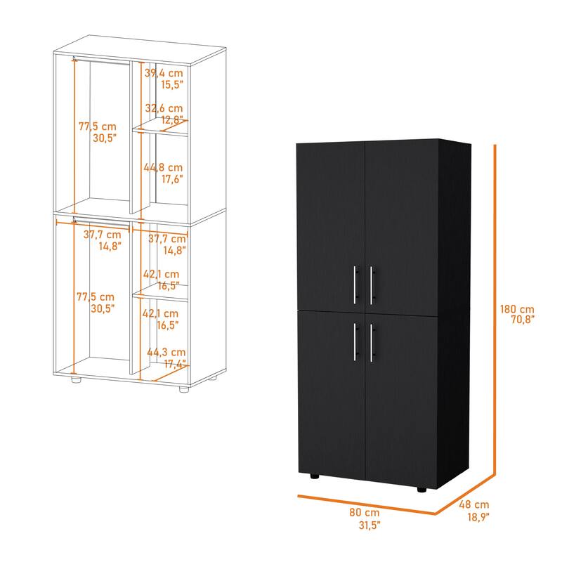 Hazel Armoire in melamine with 2 doors - N/A