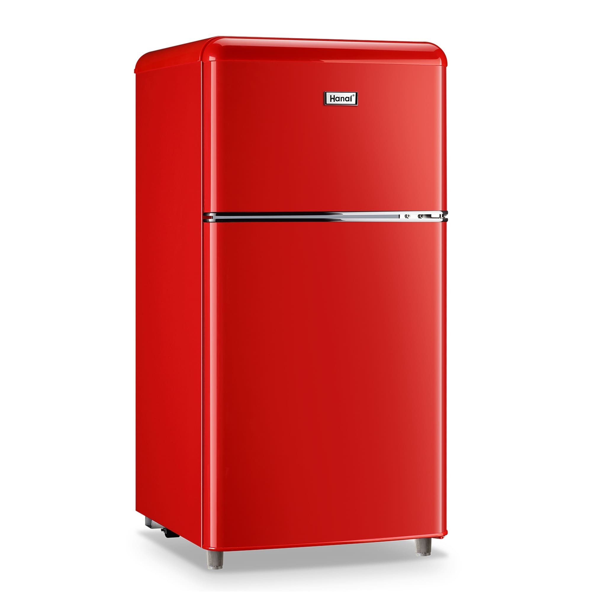 Wanai Compact Refrigerator 3.2 CU.FT Retro White Fridge with Freezer 2 Door Mini Refrigerator with 7 Temp Modes, Removable Shelves, LED Lights, Ideal
