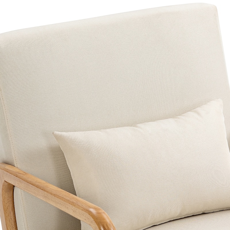 25" W Mid Century Upholstered Wood Accent Chair with Pillow