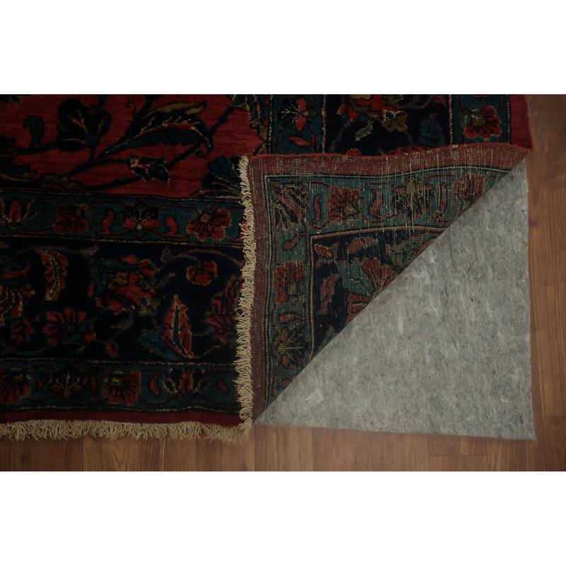 Hand Knotted Oriental 100% Wool Carpet Traditional Floral Pink Bidjar Area Rug - 9' 11'' X 7' 9''