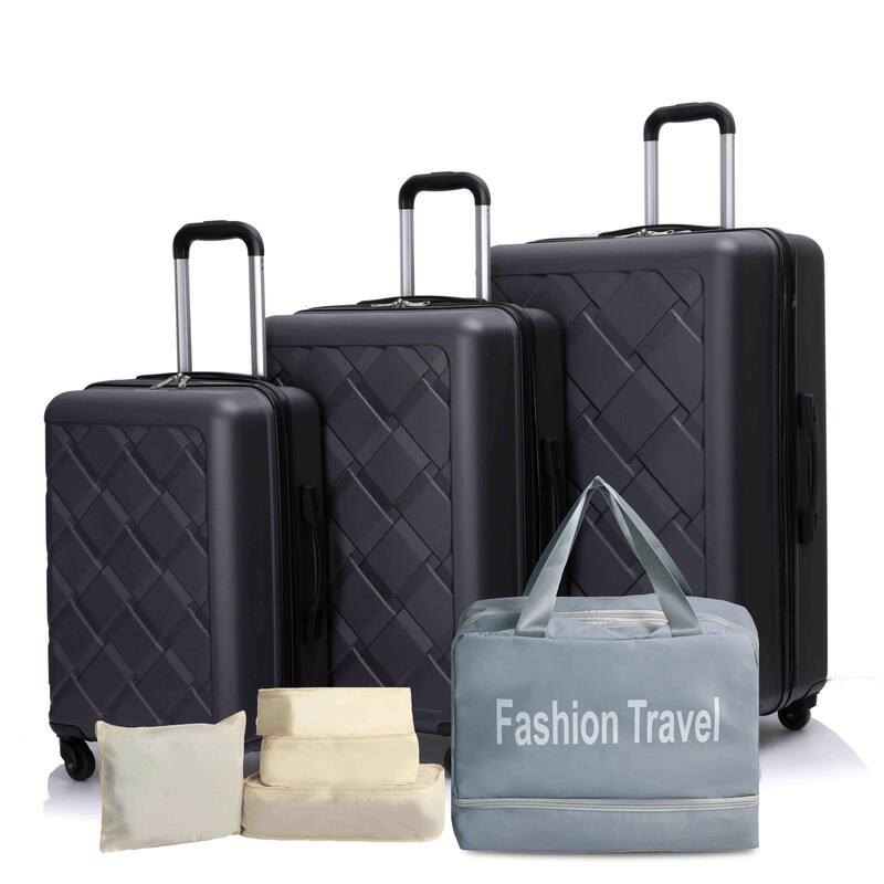 Hardshell Suitcase with Spinner Wheels ABS Luggage Sets 8-Piece Set (20/24/28+portable handbag + 4 pieces storage bag set) - Dark Grey