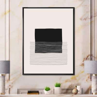 Designart "Minimal Geometric Lines And Squares VIII" Modern Framed Canvas Wall Art Print