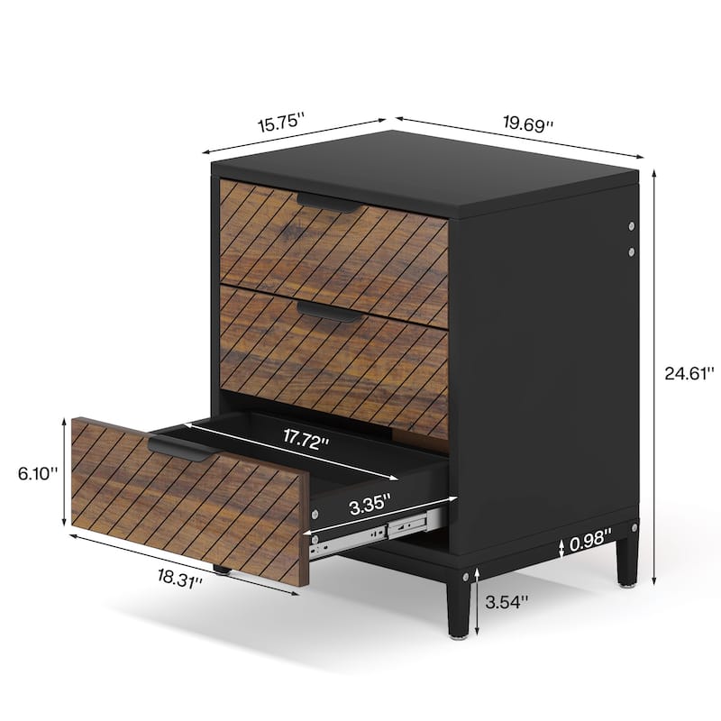 Night Stands Bedside Table with Drawers, Modern Wood Grain Nightstand for Bedrooms