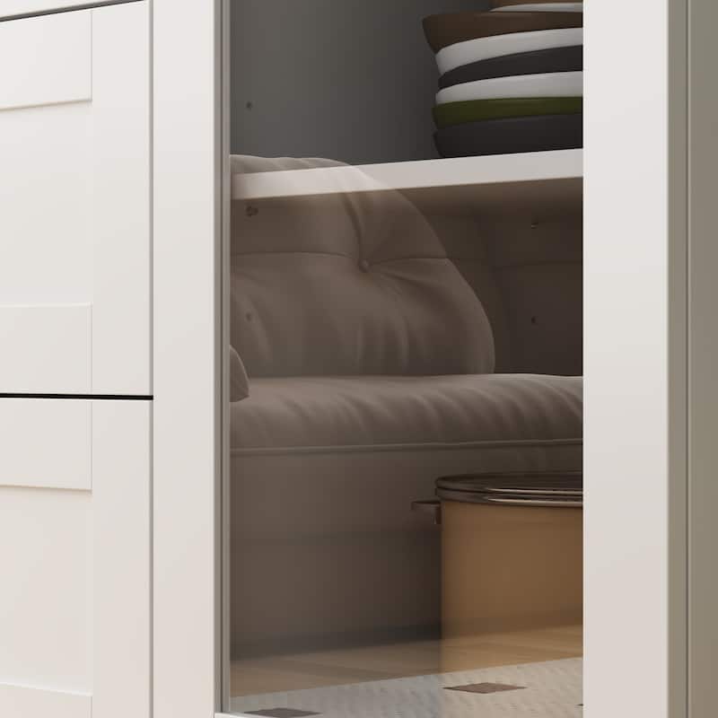 Wood Kitchen Pantry Cupboard ,Buffet with Glass Doors &3 Drawers,White - 78.7"H