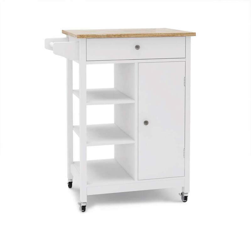 White Rolling Kitchen Island with Towel Rack Bed Bath & Beyond 36638187