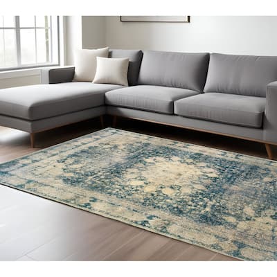 HomeRootsOriental Traditional Rectangle Area Rug - 153.54' X '118.11' X '0.35