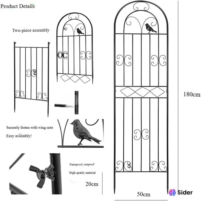 70.8" H x 19.7" W Metal Garden Trellis with Black Coating - 70.8" X 19.6"