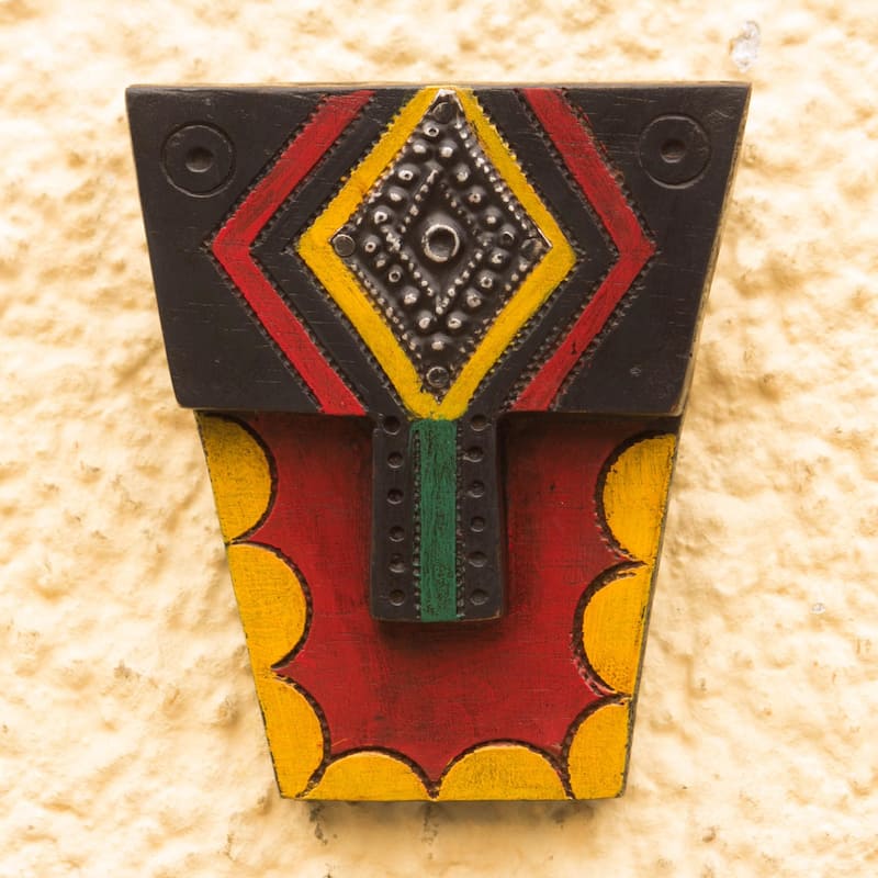 Novica Handmade Geometric Personage African Wood Mask