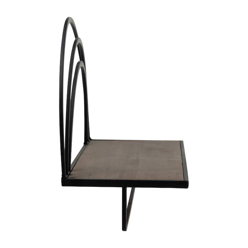 Set of 2 Metal and Wood Rainbow Shaped Shelves Floating Shelves, Mounted Shelves For Storage - 17" x 7" x 20" - 17" x 7" x 20"