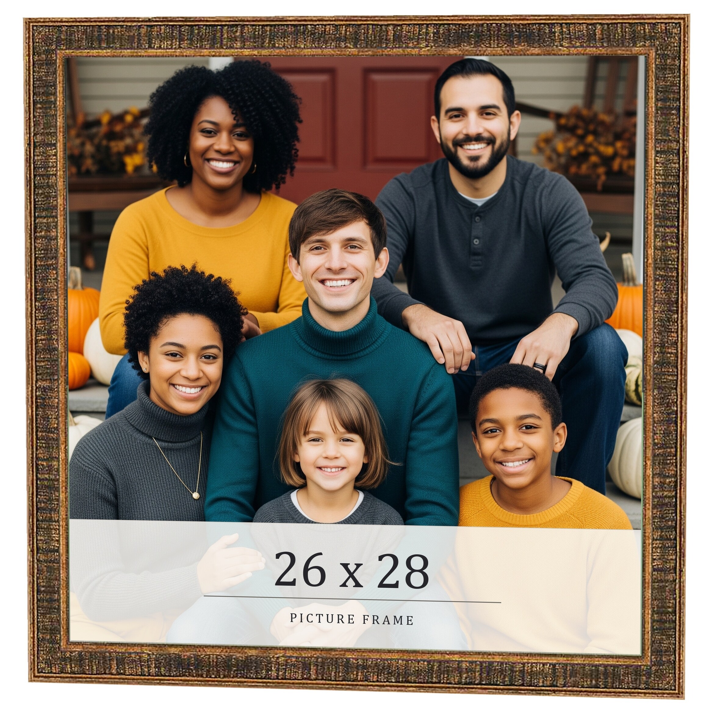 26x28 Frame Black Real Wood Picture Frame Kingsley Gold Distressed Photo Frame with UV Acrylic Foam Board Backing &