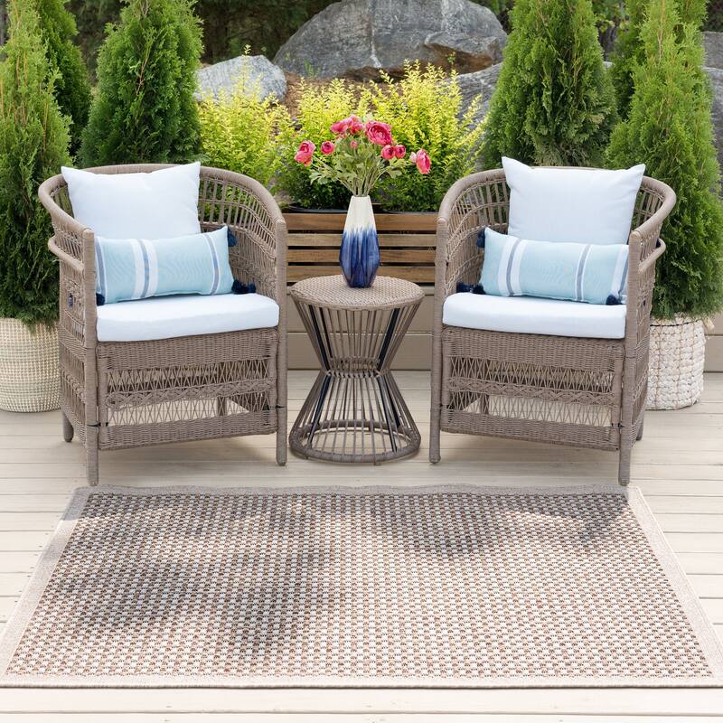Dennis Coastal Windowpane Indoor/Outdoor Area Rug
