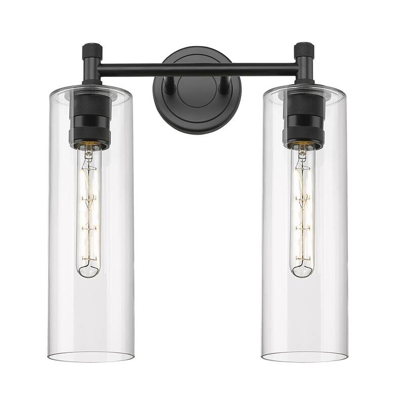 Innovations Lighting Crown Point - 2 Light 12" Wall-Mounted Bath Vanity Light - Clear/Matte Black