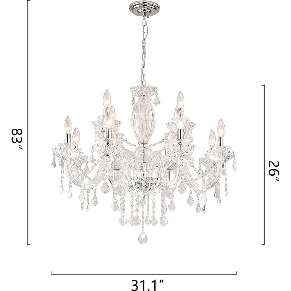 dimension image slide 0 of 2, Maxax 12 - Light Candle Style Traditional Chandelier with Crystal Accents - MX17020-12-P