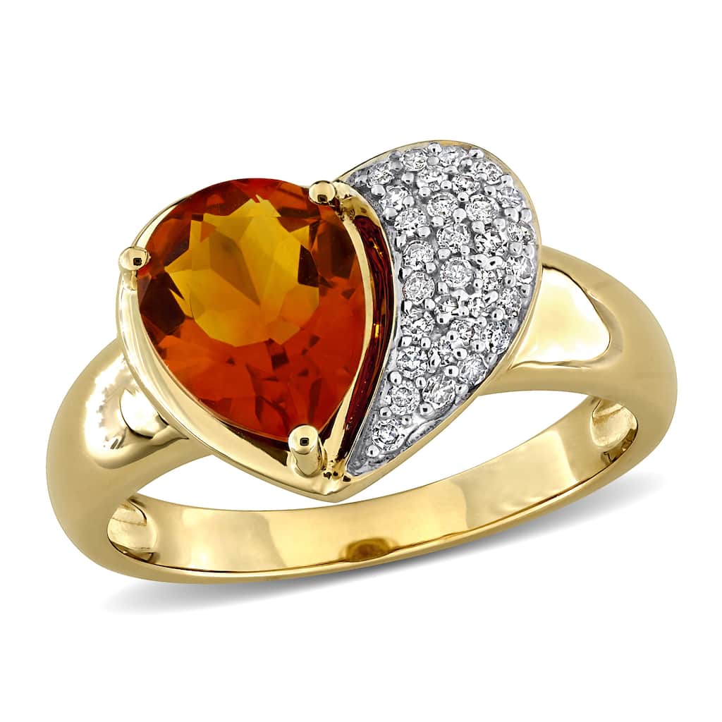Miadora Gemstone and 1/7ct TDW Diamond Heart Ring in 10k Gold