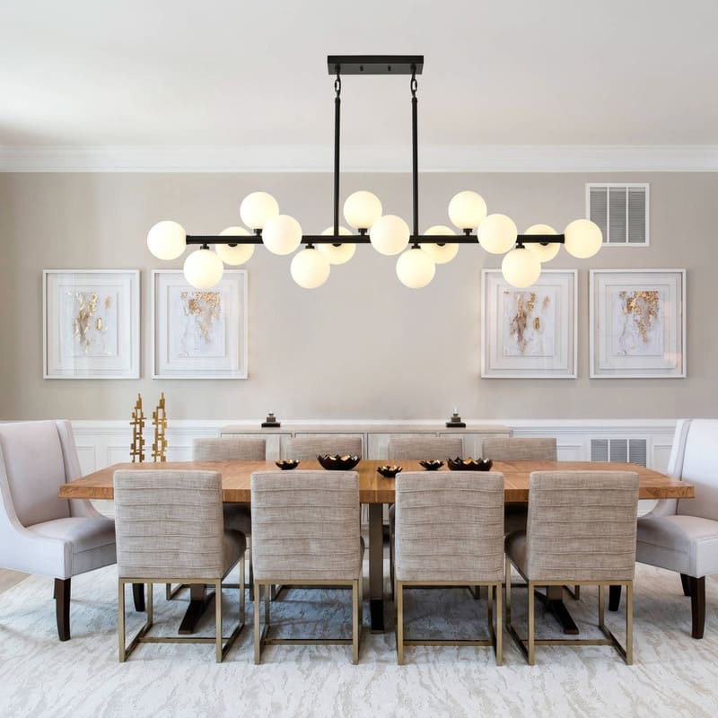 Bubble Sputnik Chandelier Modern Linear Chandelier with Globe Glass Shades