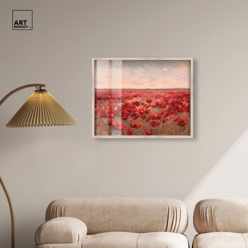 Sea of Red Poppies I Shadowbox by Art Remedy