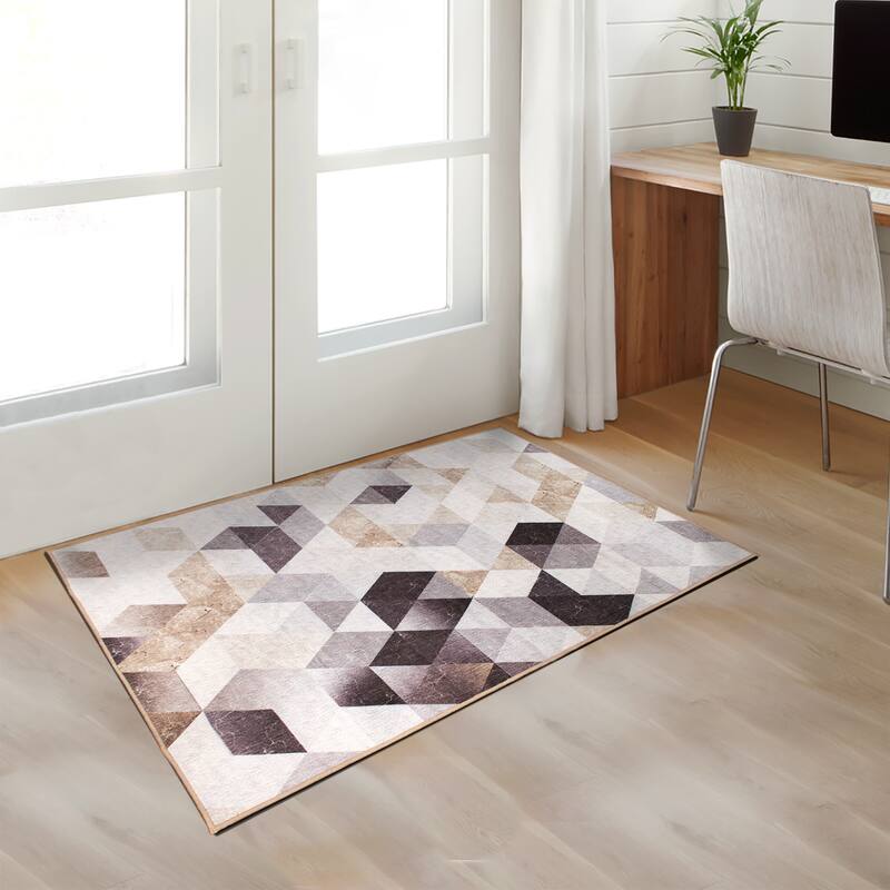My Magic Carpet Machine Washable Rug Lattice Geometric Neutral