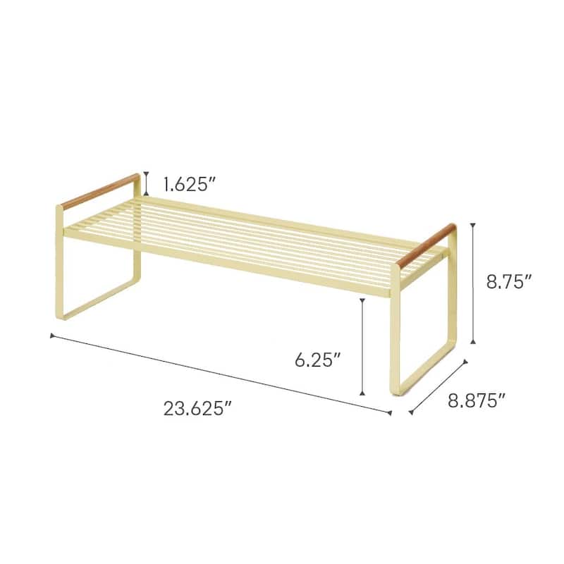 Yamazaki Home Countertop Wire Shelf, Steel and Wood, Holds 11 lbs - L 8.86 x W 23.62 x H 8.66 inches