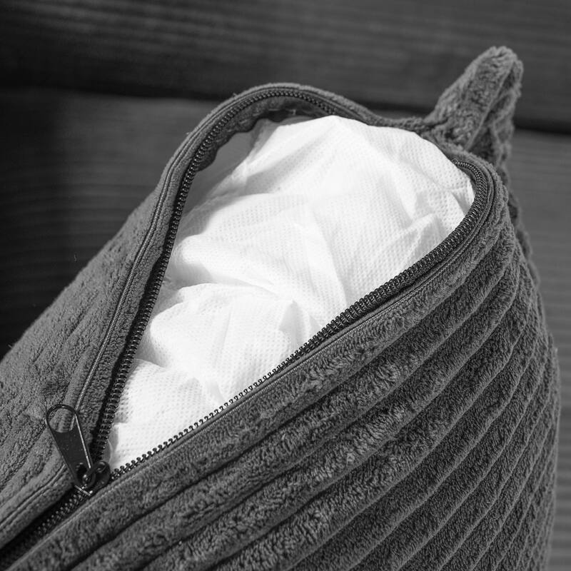 Christopher Knight Home - LuxeComfort Grey Oversized Corduroy Upholstered Chaise Lounge Chair with Storage Ottoman.