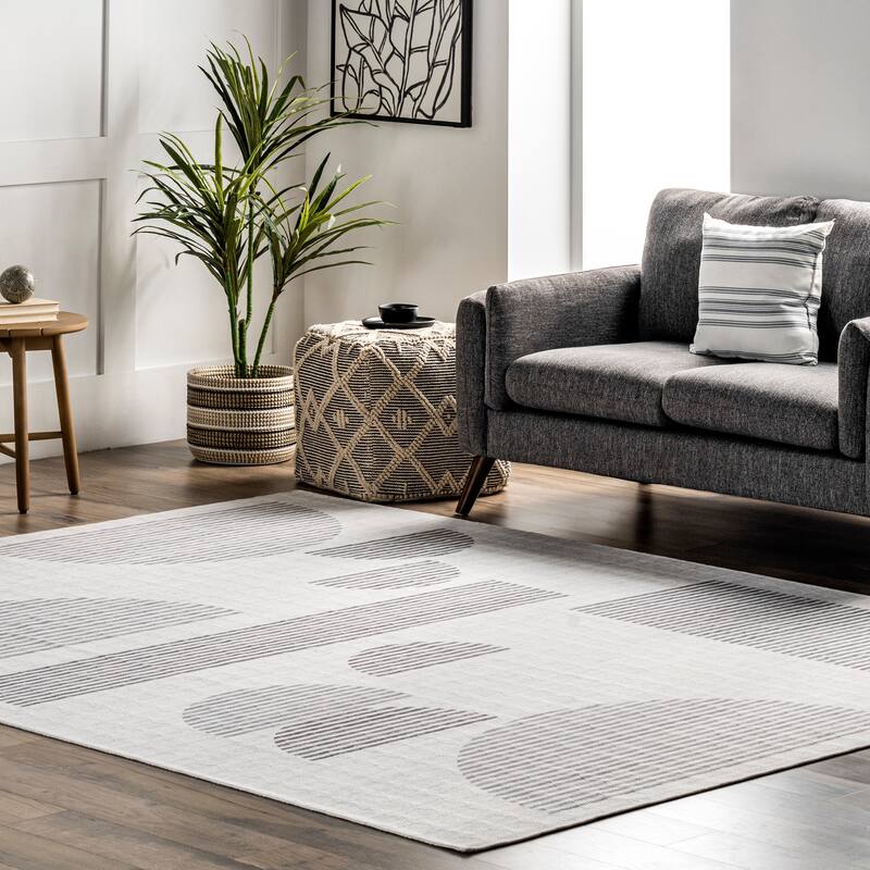 Nuloom Fae SpinClean Geometric Shapes Machine Washable Area Rug - 4' x 6' - Ivory - Rectangle