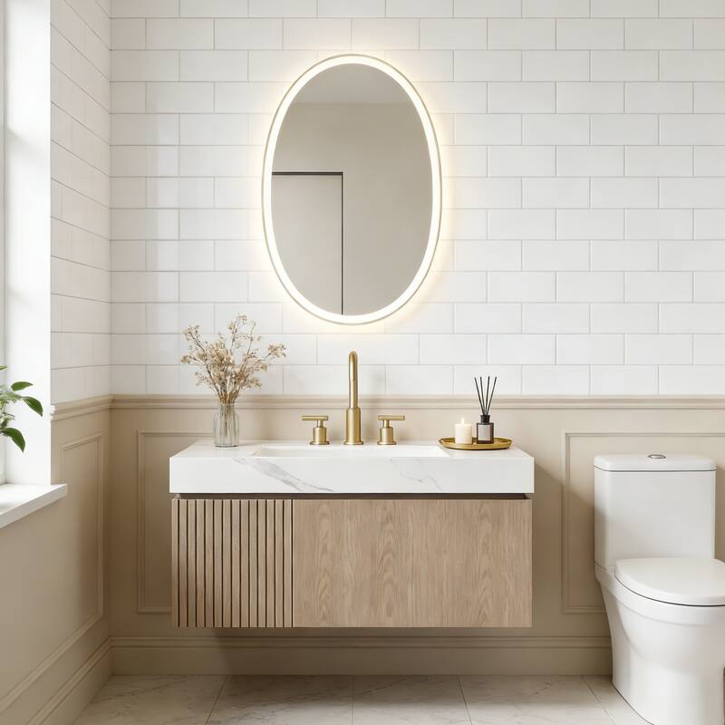Floating Storage Bathroom Vanity with 3 Pre-drilled Faucet Holes