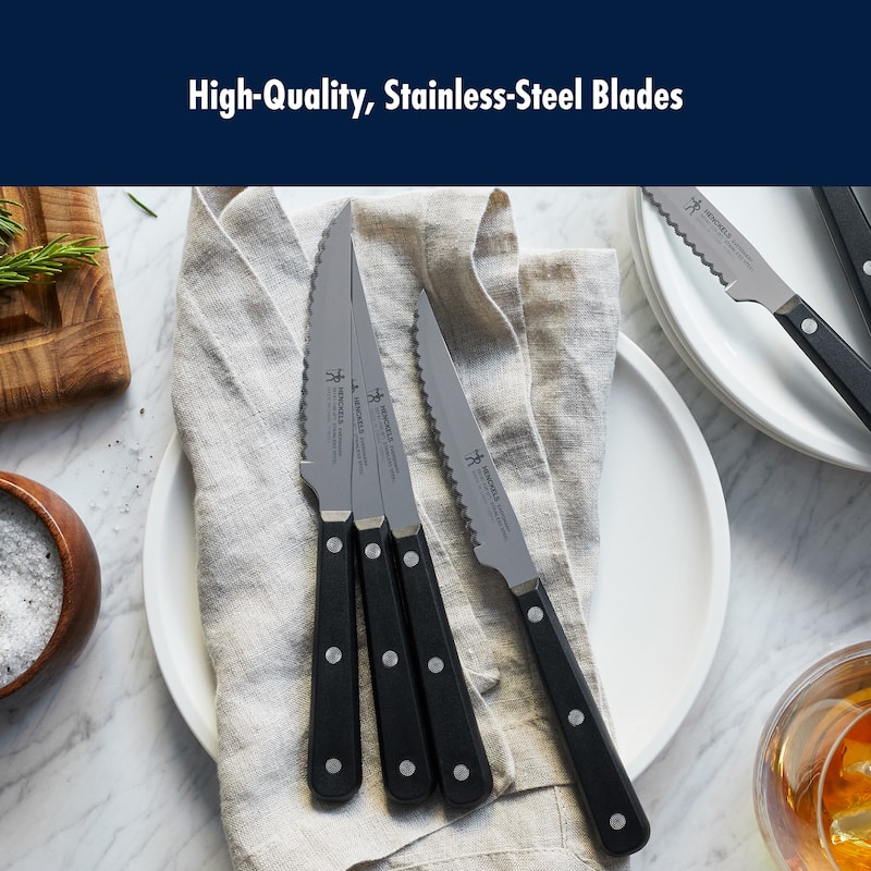 HENCKELS Razor-Sharp Steak Knife Set of 8, German Engineered Informed by 100+ Years of Mastery - Black - 8-pc