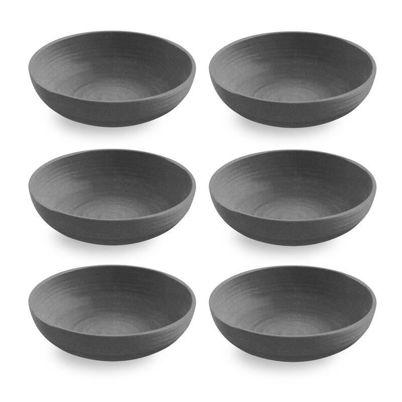 Abode Homwares by TarHong Planta Artisan Low Bowl, 8"/ 43.3 oz.Set of 6 - Grey