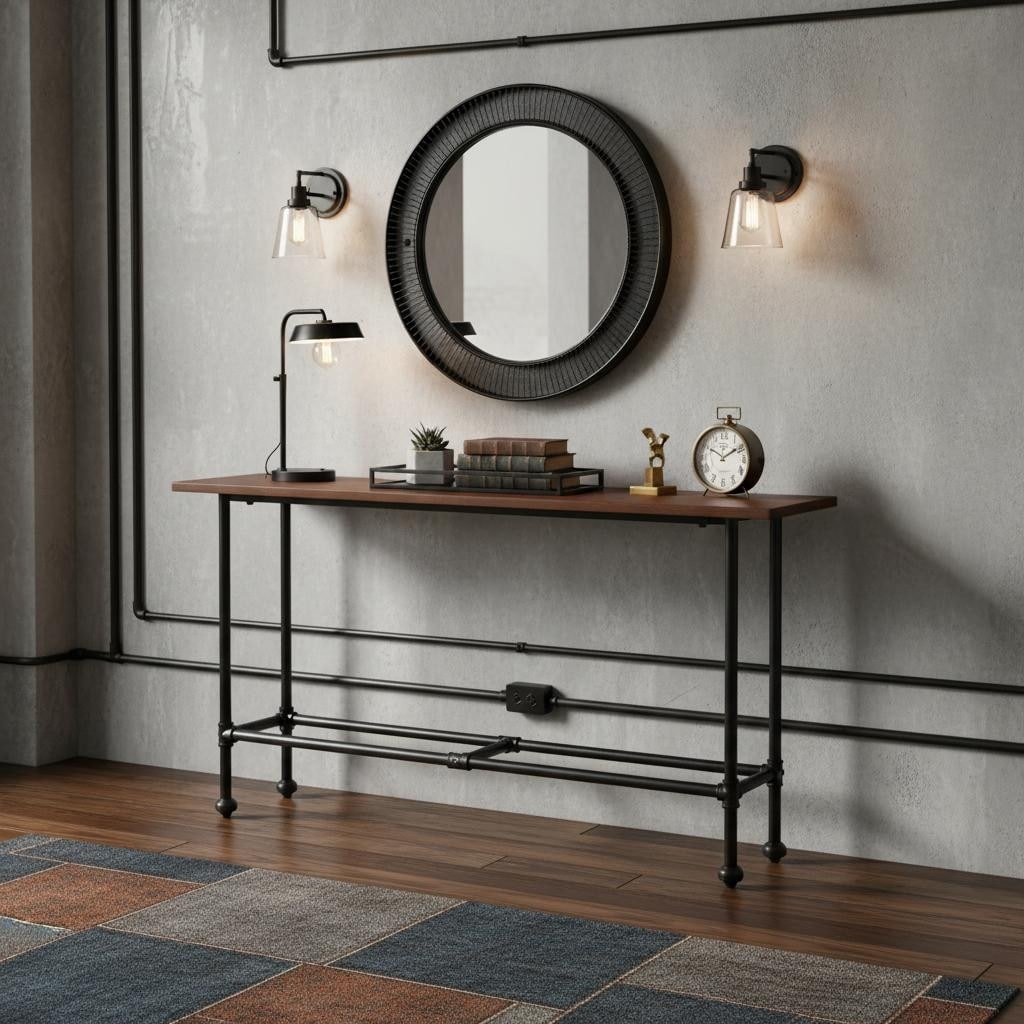 HomeRoots 56" Espresso and Black Console Table - 56.00 in. x 30.00 in. x 8.00 in.