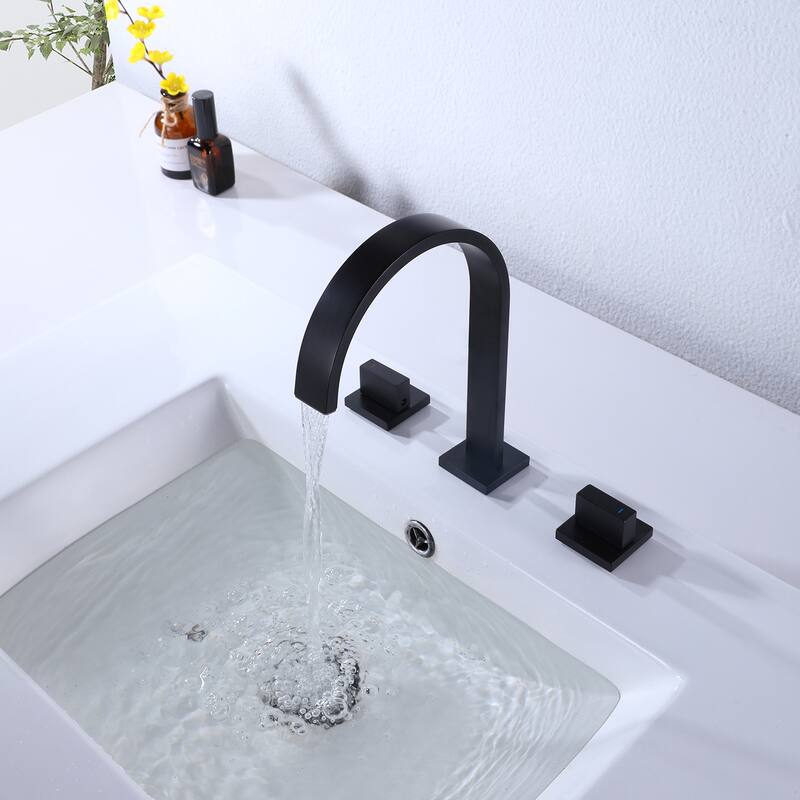 9.8"H Solid Brass Widespread 2-handle Bathroom Sink Faucet