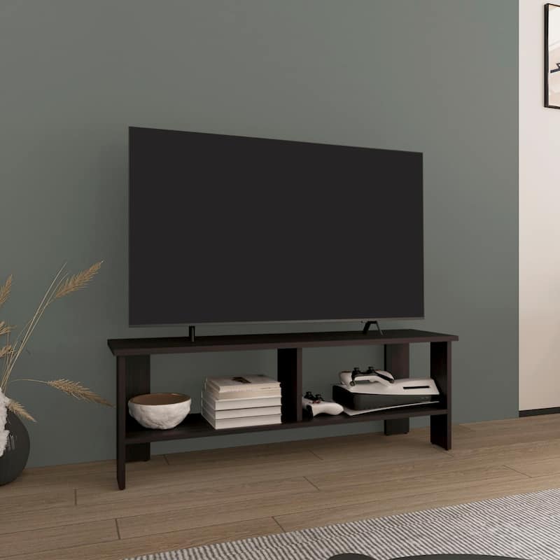 Modern Design TV Stand, 2 Shelves with durable materials for longevity and stability,FSC Certified CPSIA Compliant - Black