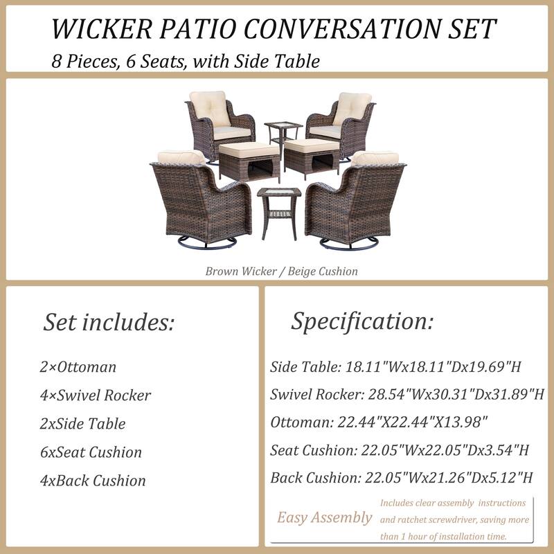 Wicker Patio Furniture Set-Outdoor Patio Conversation Seating Sets