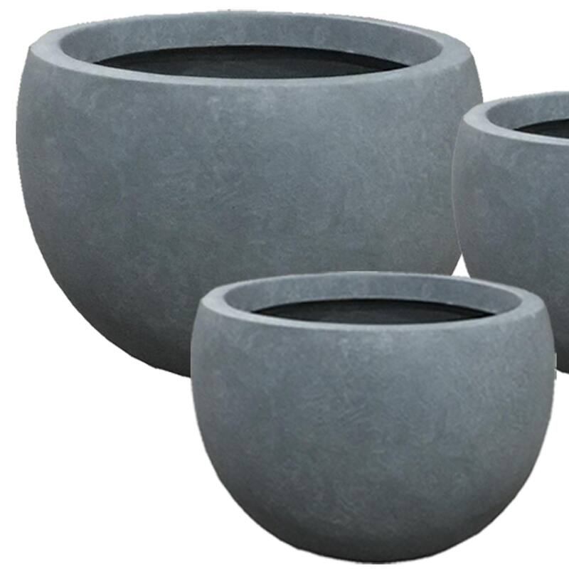 Durx-litecrete Lightweight Concrete Bowl Cement Color Planter-Set of 3 - 19.7'x19.7'x13'