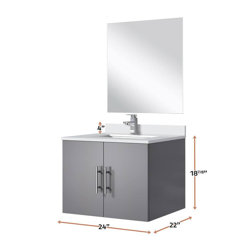 Bathroom Vanity Set with Marble Top, Single Hole Faucet, Mirror Included, Stainless Steel