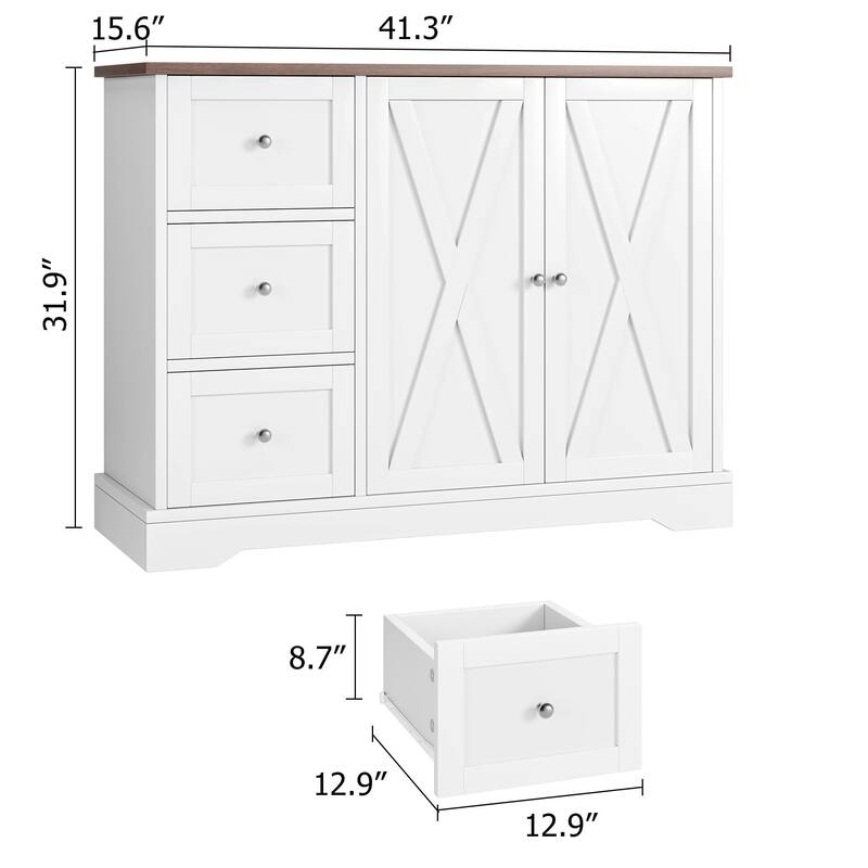 Buffet Cabinet with Storage, Coffee Bar Cabinet with 3 Drawers