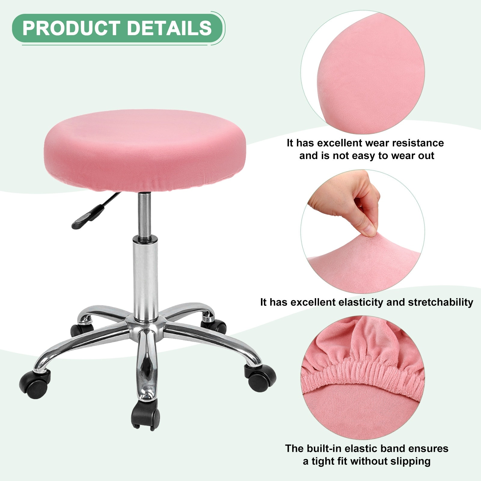 Bar Stool Covers Round, Velvet Washable Stool Cushion Slipcover