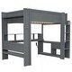 preview thumbnail 5 of 24, Wood Twin/Full Size Gaming Loft Bed with Bulit-in Desk and Multi-storage Shelves, Kids Loft Bedframe with LED & Charging Station