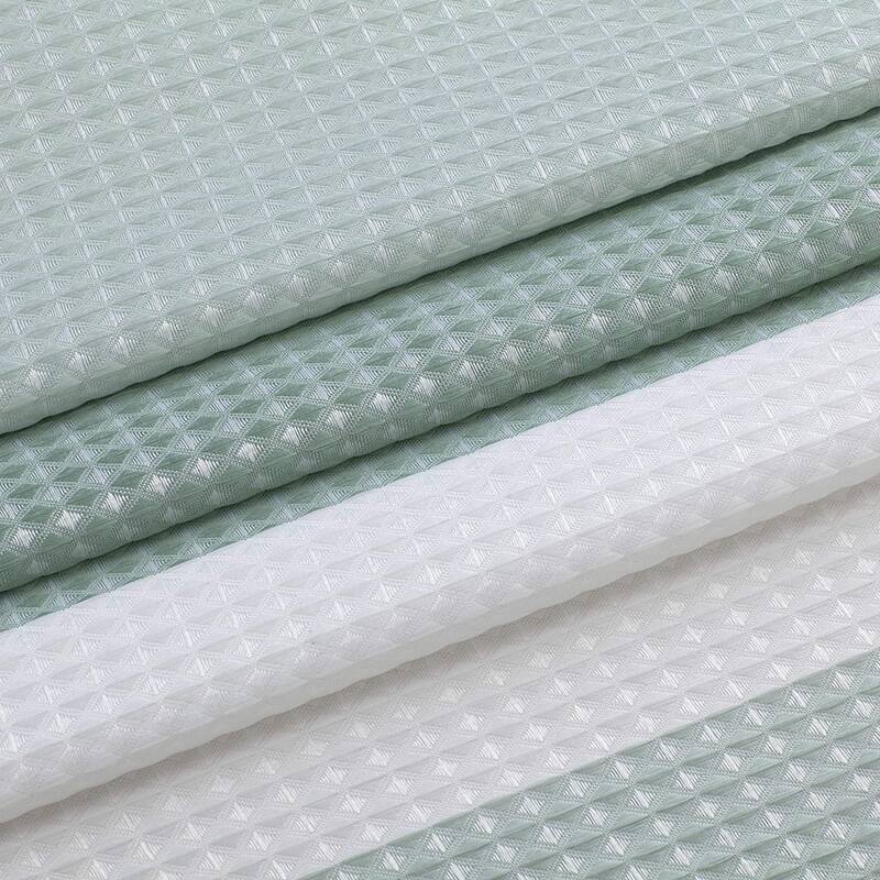 HomeRoots 72" White And Green Striped Shower Curtain