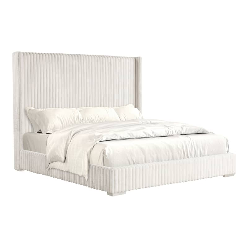 Furniture of America Draper Modern Chenille High Wingback Platform Bed